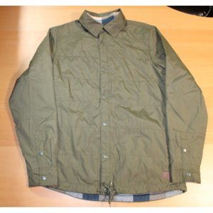 Mens VANS Button Snaps Windbreaker Jacket Windbreaker Small Olive Nylon Pockets